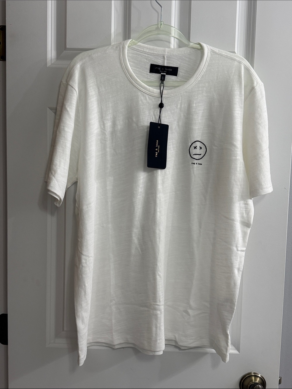 rag & bone White Short-Sleeve Crewneck Tee Sour Face Embroidered NWT